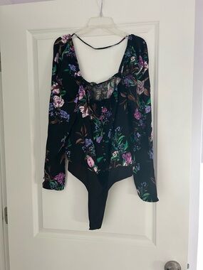 Women’s AFRM Black Floral Long-Sleeve Bodysuit